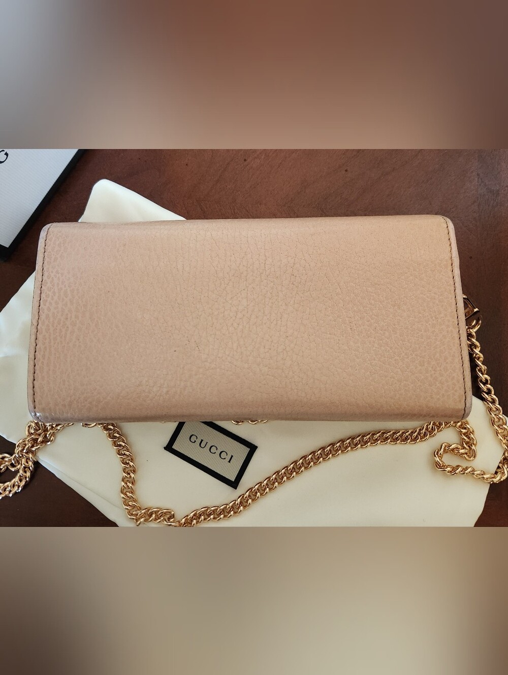 Gucci Pink Leather Marmont Wallet On Chain - Picture 10 of 11